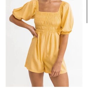 Rhythm Yellow Smocked romper